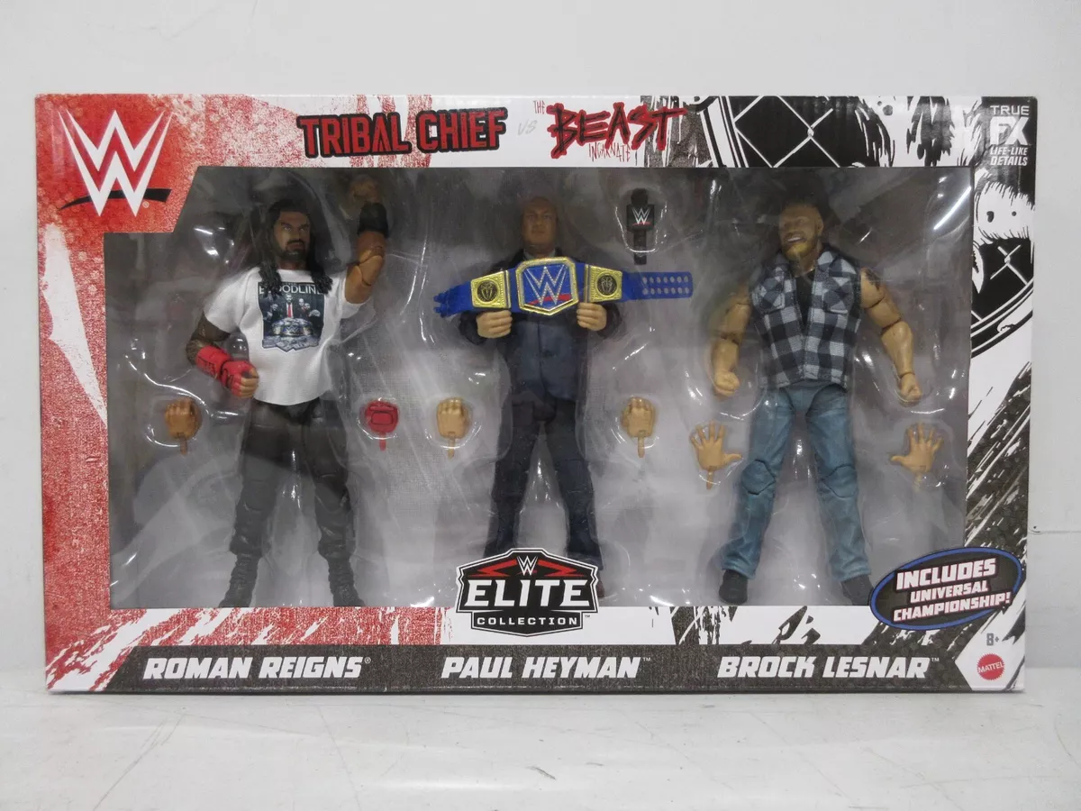 WWE Elite Figure 3Pack Tribal Chief vs Beast Incarnate Roman Reigns Brock  Lesnar 194735124374