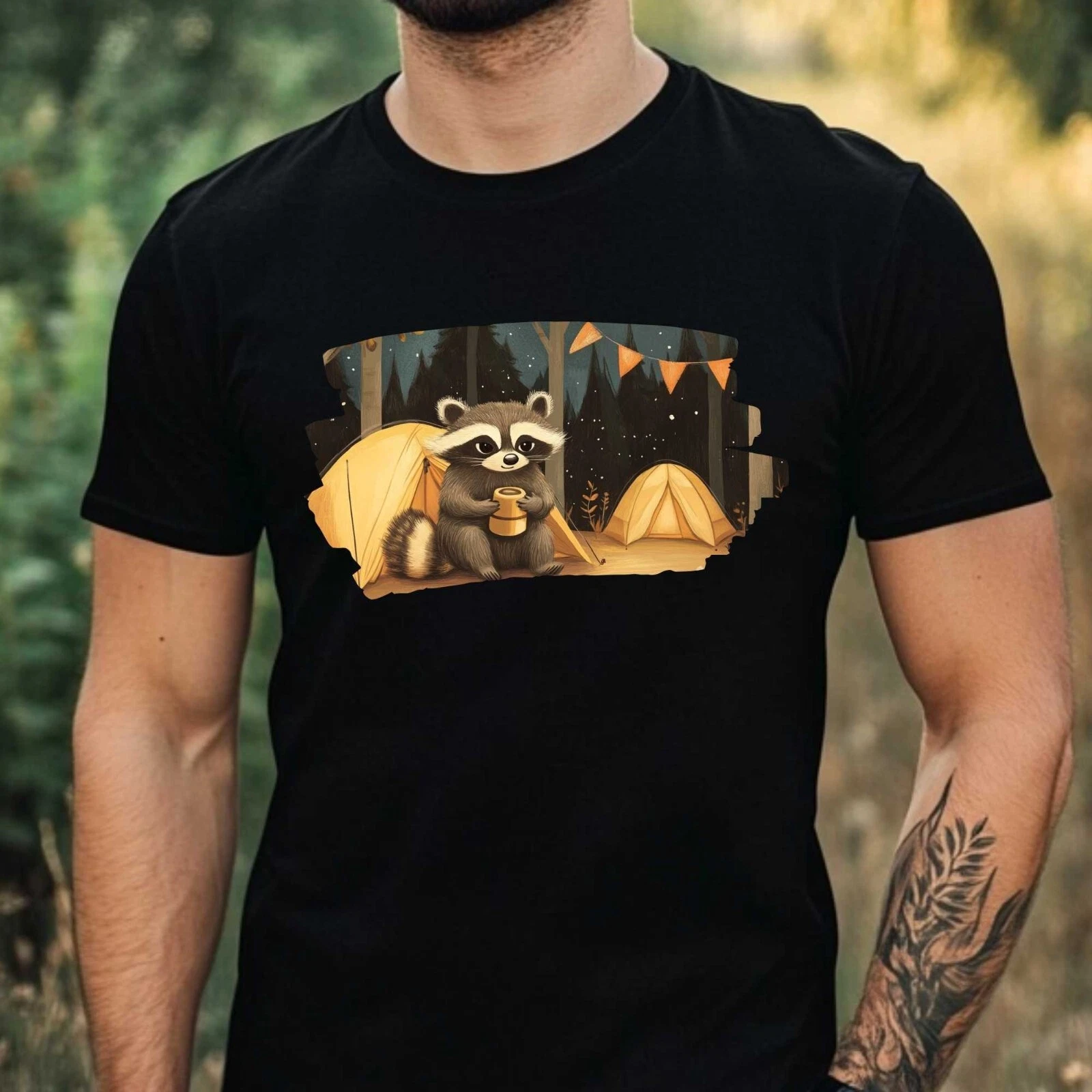Mens Camping Raccoon Print Cotton T-Shirt Size XS to 5XL
Opens in a new window or tab