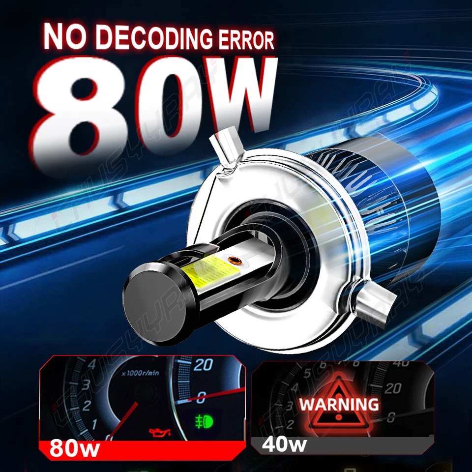 For Nissan Versa 2007-2019 LED Headlight Kit H4 9003 6000K White High/Low Bulbs - Image 3 of 4