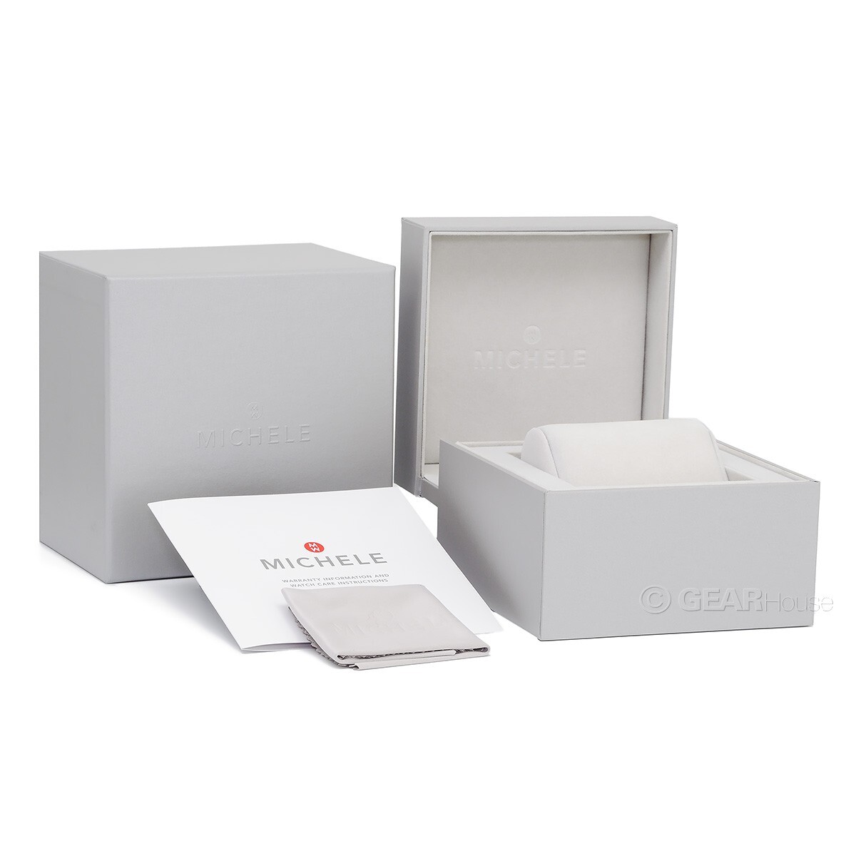 MICHELE Deco Sport Women 18k Gold Plated Watch Chronograph Dial Ruby Red Leather