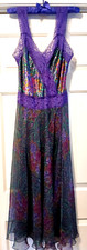 Victoria Secret Long Purple/Green Paisley Sleeveless Sheer Lace Night Gown Med 