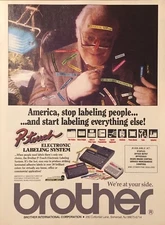1994 Brother P-Touch Label Maker PRINT AD America Stop Labeling People VTG 1990s