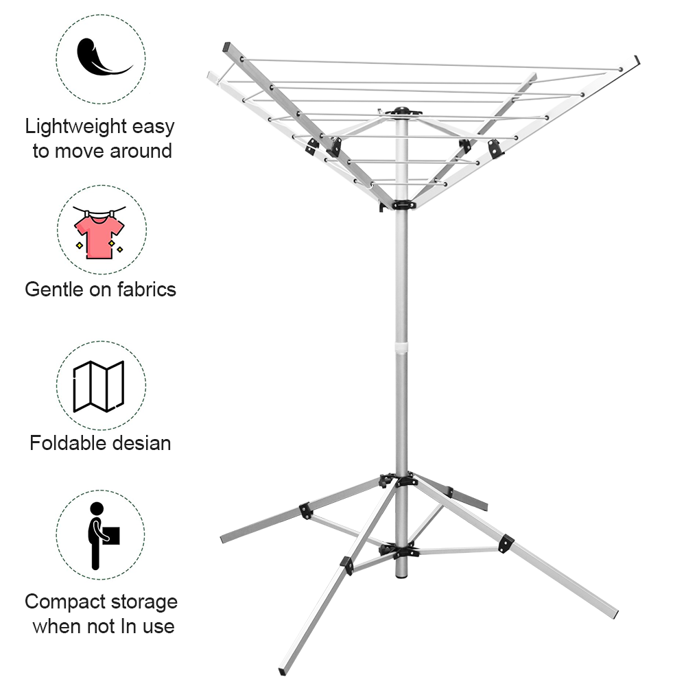 Rotary Clothes Airer Free Standing Washing Line Clothes Dryer Travel
