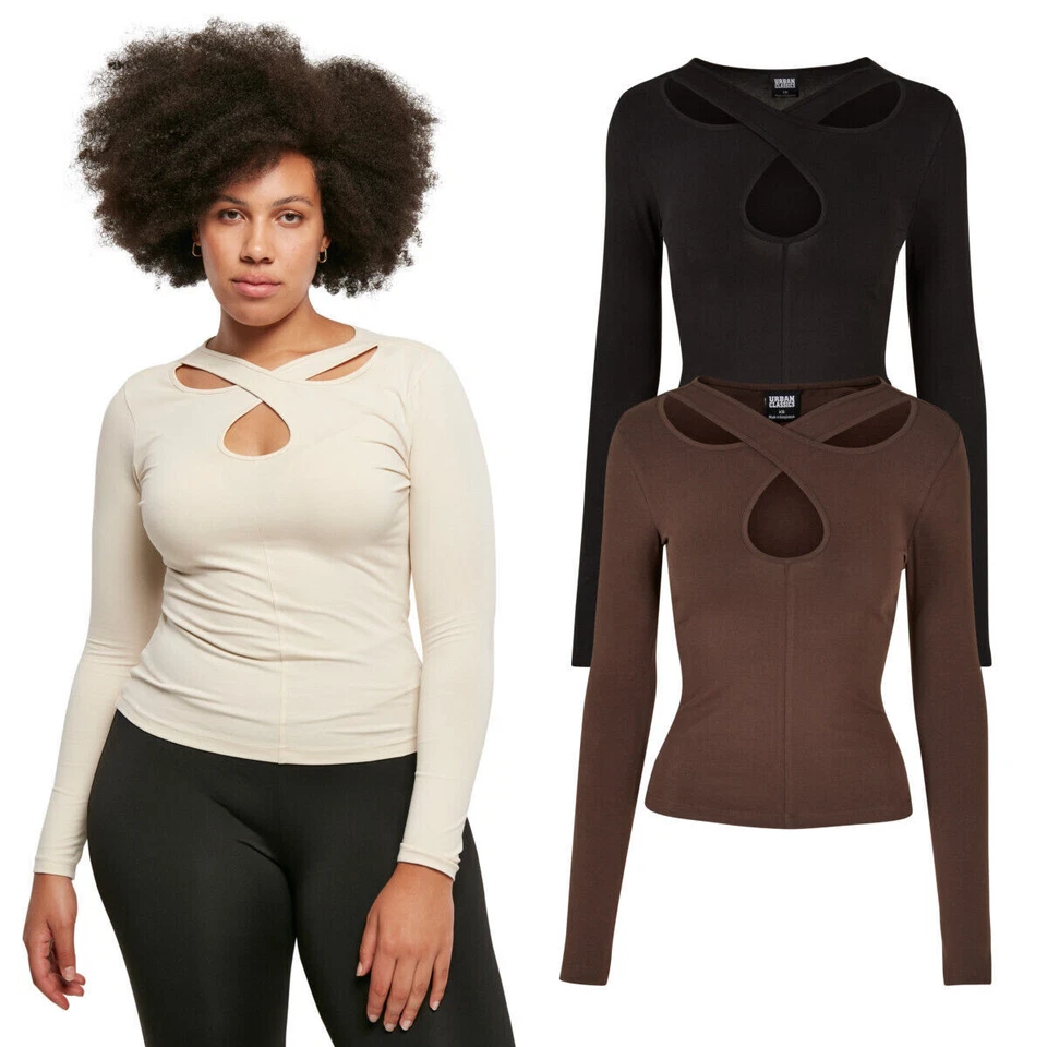 Urban Classics T-Shirt Manches Longues à Encolure Croisée Cut Out Pour Femme - Photo 1/4