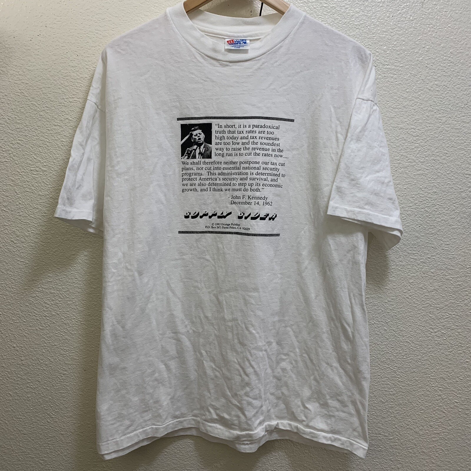 1993 John F Kennedy Tax Rates News Jfk Tee Shirt 90s … Gem