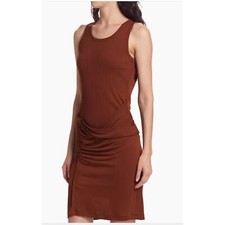 Helmut Lang Women's Mix Media Draped Mini dress NWT 345 Paprika Brown XXS