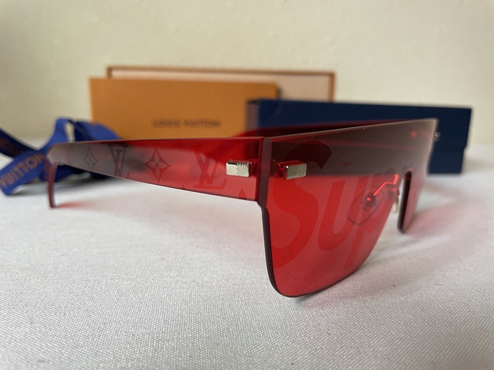 Louis Vuitton Supreme Red Monogram Logo City Mask SP Sunglasses