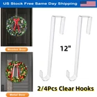 12" Clear Wreath Hanger Non-Scratching Over Door Hook For Home Inside Outside