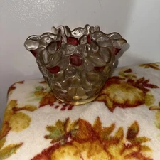 Westmoreland ruffle vase Vtg Bubbled Thumbprint Bowl style vase Westmorland