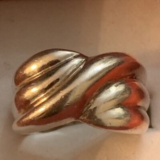VINTAGE CW 925 STERLING SILVER MODERNIST SWIRL RIBBED SWIRL BAND WAVE RING MCM