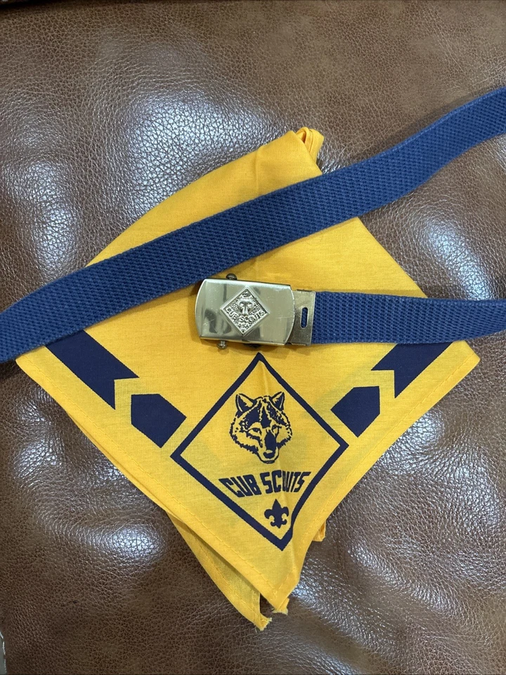 Boy Scouts of America BSA Blue Youth Shirt Red Felt Vest Scarf & Belt Patches - Image 2 of 4