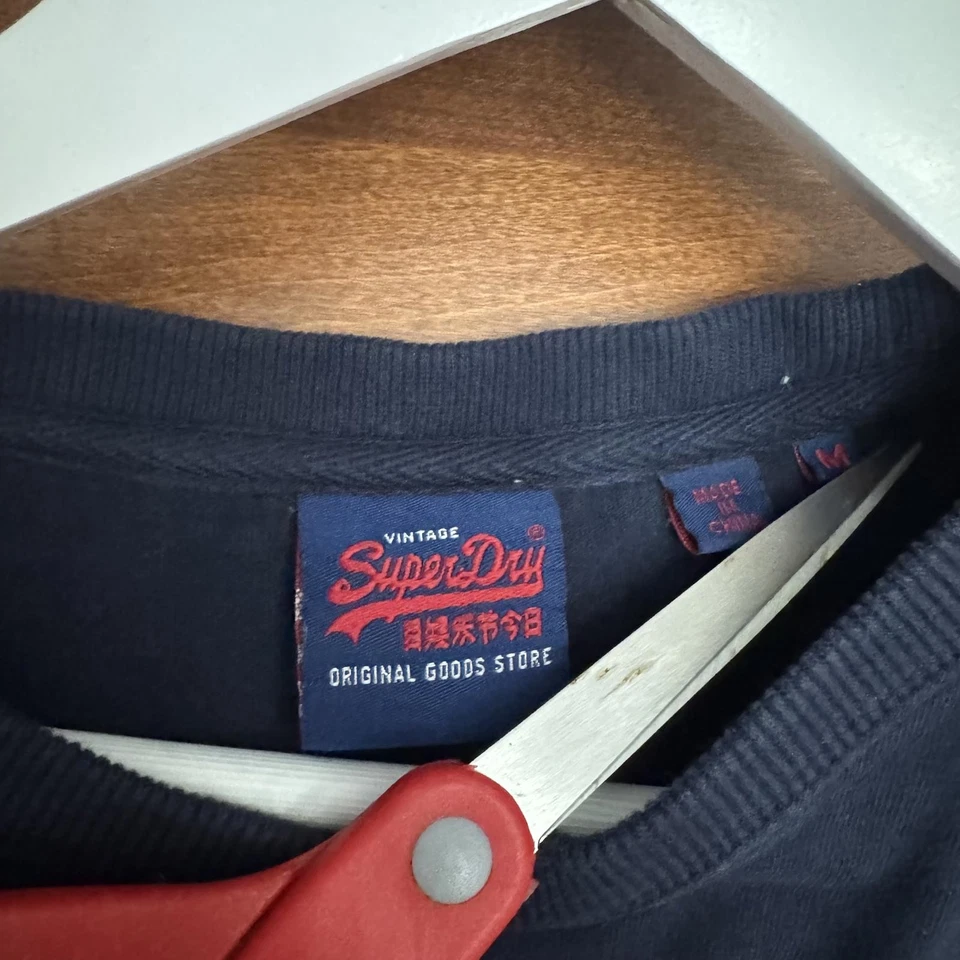 Superdry Vintage Authentic T-Shirt Navy Yellow Logo Men’s Medium 100% Cotton - Image 4 of 4