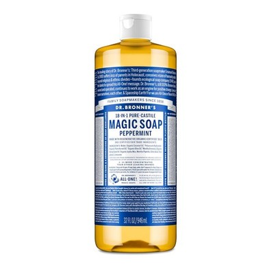 Dr. Bronner's Pure-Castile Magic Soap - 32oz Peppermint, Eco-Friendly 18-in-1