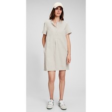 GAP Womens Dress Large Button Up Short Sleeve Casual Work Tan Minimalist