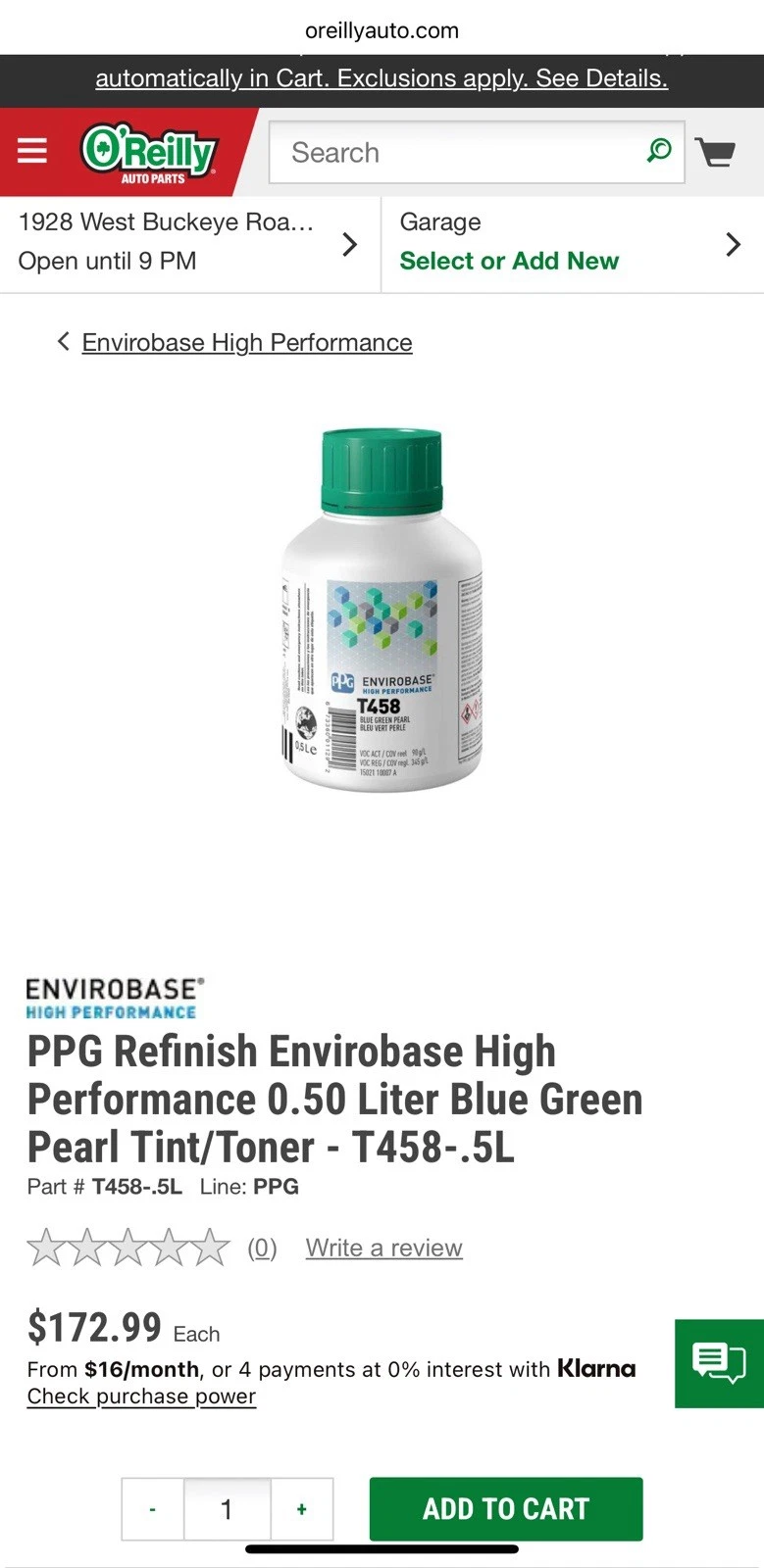 T458♦️PPG♦️Envirobase♦️T-458♦️0.5 Liter♦️BLUE GREEN PEARL🔹SHIPS4FREE🔹 - product detail image 2