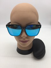 Chanel Black Frame Trendy Sunglasses 60-17-141 Blue Mirrored Lenses