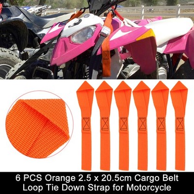 6 PCS Orange Nylon 2.5 x 20.5cm Cargo Belt Loop Tie Down Strap for Motorcycle