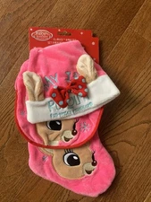 Rudolph The Red Nosed Reindeer CLARICE Baby Christmas Bib Hat Stocking Set NEW