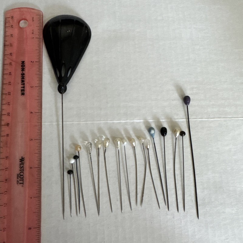Lot of 18 Antique Vintage Long Hat Pins Hair Pins 1.5”-8”