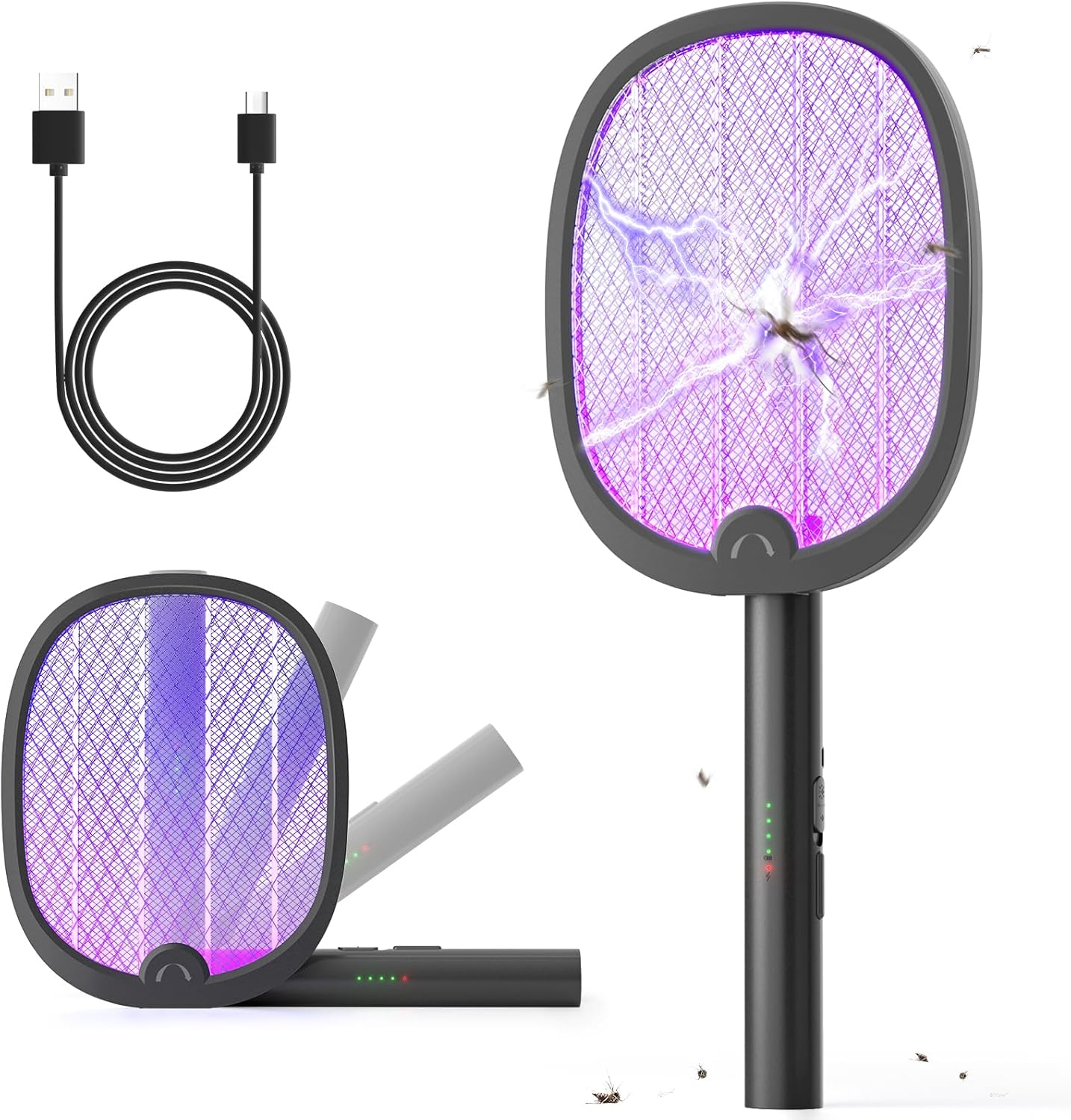 Electric Fly Swatter Foldable Fly Zapper Killer 4000V Mosquito Bug Zapper Racket