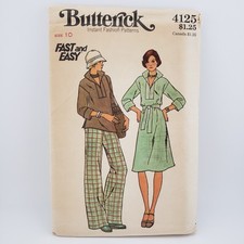 Vintage 1970s Butterick Pattern Dress Pants Shirt Size 10 Uncut Bust 32" Hip 34"