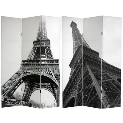 6 ft. Tall Double Sided Eiffel Tower Canvas Room Divider