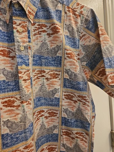 Reyn Spooner Men's Pullover BATTLESHIP Shirt Medium - Picture 5 of 7