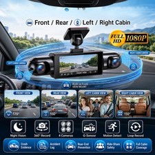 FHD 4 Kanal Dashcam Auto DVR WIFI Front Rück...