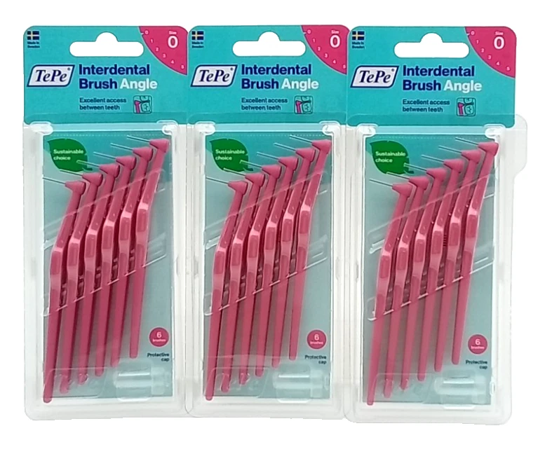 3x TePe Angle Interdentalbürsten pink Gr. 0 3x 6 Stück