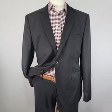 Hugo Boss Men's Sport Coat Blazer Two Button Black Wool REDA Super 100s 44R US