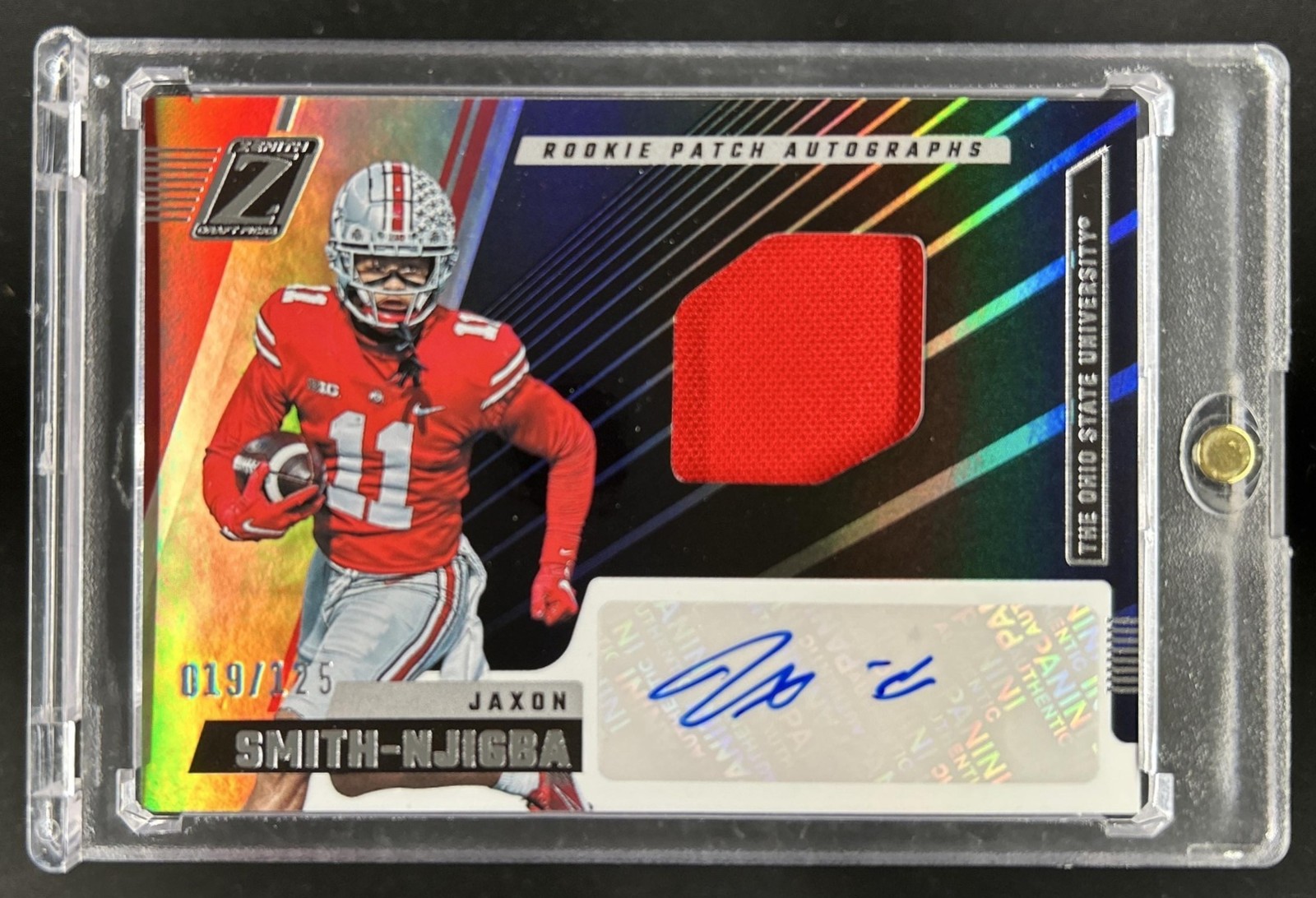 Jaxon Smith-Njigba Panini Chronicles Draft Picks Zenith Rookie Patch Autographs #ZAJS Conference Patch 1/1