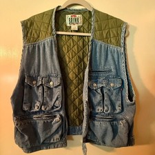 Vintage On the Brink Utility Denim Cargo Vest Outdoors Fishing Unisex