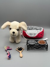 Our Generation Doll Yellow Lab w/Accessories Puppy Dog Bed Dish Brush Toy