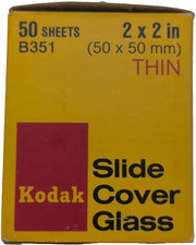 Kodak Slide Cover Glass B351 Thin 50 sheets 2x2 inches NOS 50mm x 50mm