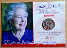 Queen Elizabeth II 80th Birthday 1926-2006 TDC Limited Edition Crown Coin BU