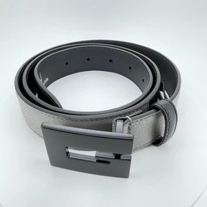 Gucci Ceinture Ceinture Cuir 90/36 Gris Noir Boucle G Occasion Sans Boîte Logo G