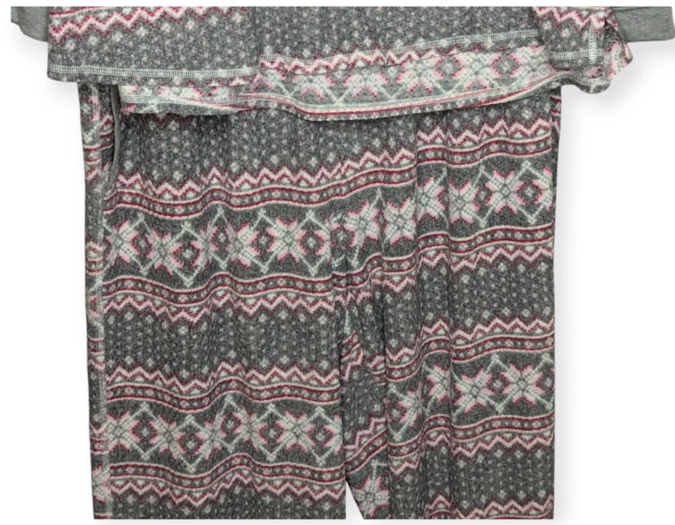 Conjunto de 2 pijamas de lana para mujer Nautica con temática de invierno rojo blanco gris talla XXL Foto 4 de 4