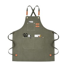 Chef Apron for Men Women Canvas Aprons with 3 Pockets Cross Back Resistant Wo...