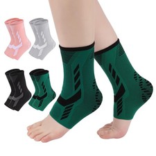 Ankle Support Women Men 1 Pair Compression Sleeve Sports Foot Brace Green Med