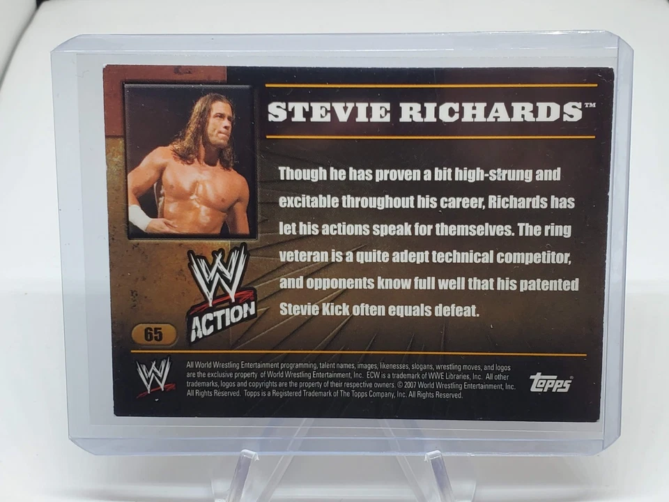 Stevie Richards 2007 Topps Action WWE Card # 65 - Image 2 of 2
