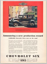 Chevrolet Six Fisher Body Sedan 1930 Flint Michigan Cars Print Ad