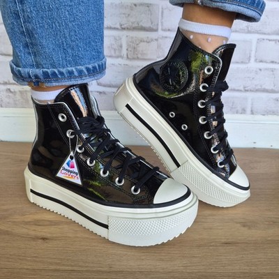 Converse Lift Double Stack Platform Sz 9.5 Women's shoes sneakers Black A12977C