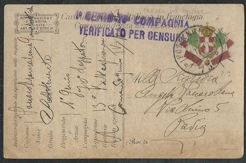 WW1-ITALIAN MILITARY CARD 1917