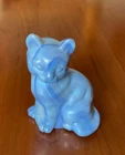 RARE Fenton Vintage Irridized Blue Slag Glass Sitting Cat Kitten-ear chipped