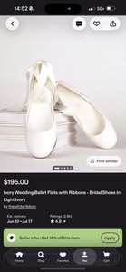 Ivory Wedding Ballet Flats with Ribbons - Bridal Shoes in Light Ivory
