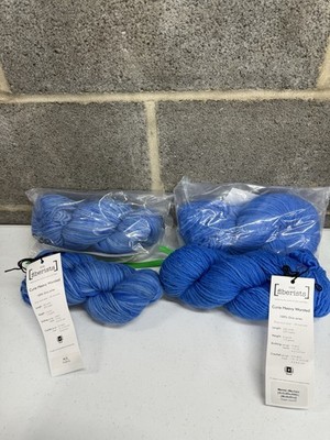 The Fiberists Curie Heavy Worsted 100% Ovis Aries Yarn Mixed Blues 4 Skein Lot