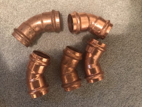 lot of 5 Viega Streamline PRS PF 03055, 1-1/2" PRESS X PRESS COPPER 45° ELBOW