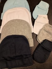 100 Cotton Knit Newborn Infant Baby Beanie Hat  Mittens Set-NEW Boys  Girls