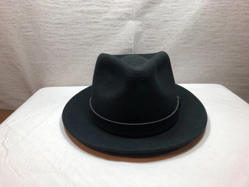 全新 Stetson Prof 帽子 带品牌别针 棕色和黑色 100% 羊毛 美国制造 — 第 2/4 张图片