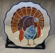 Thanksgiving DASH OF THAT Ceramic Turkey FRIENDSGIVING Serving Platter Scalloped